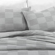 Sorano Chambray Textured Jacquard Cotton Duvet Cover 3 Piece Set