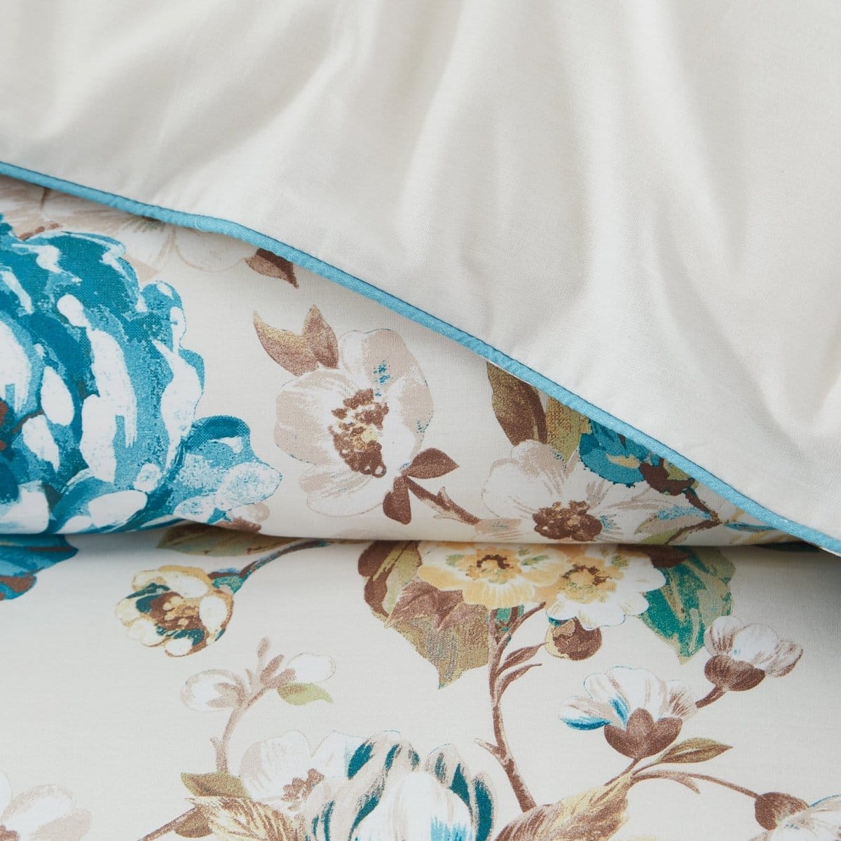 Bird And Hydrangea Reversible Cotton Duvet Cover Set
