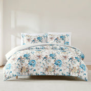 Bird And Hydrangea Reversible Cotton Duvet Cover Set