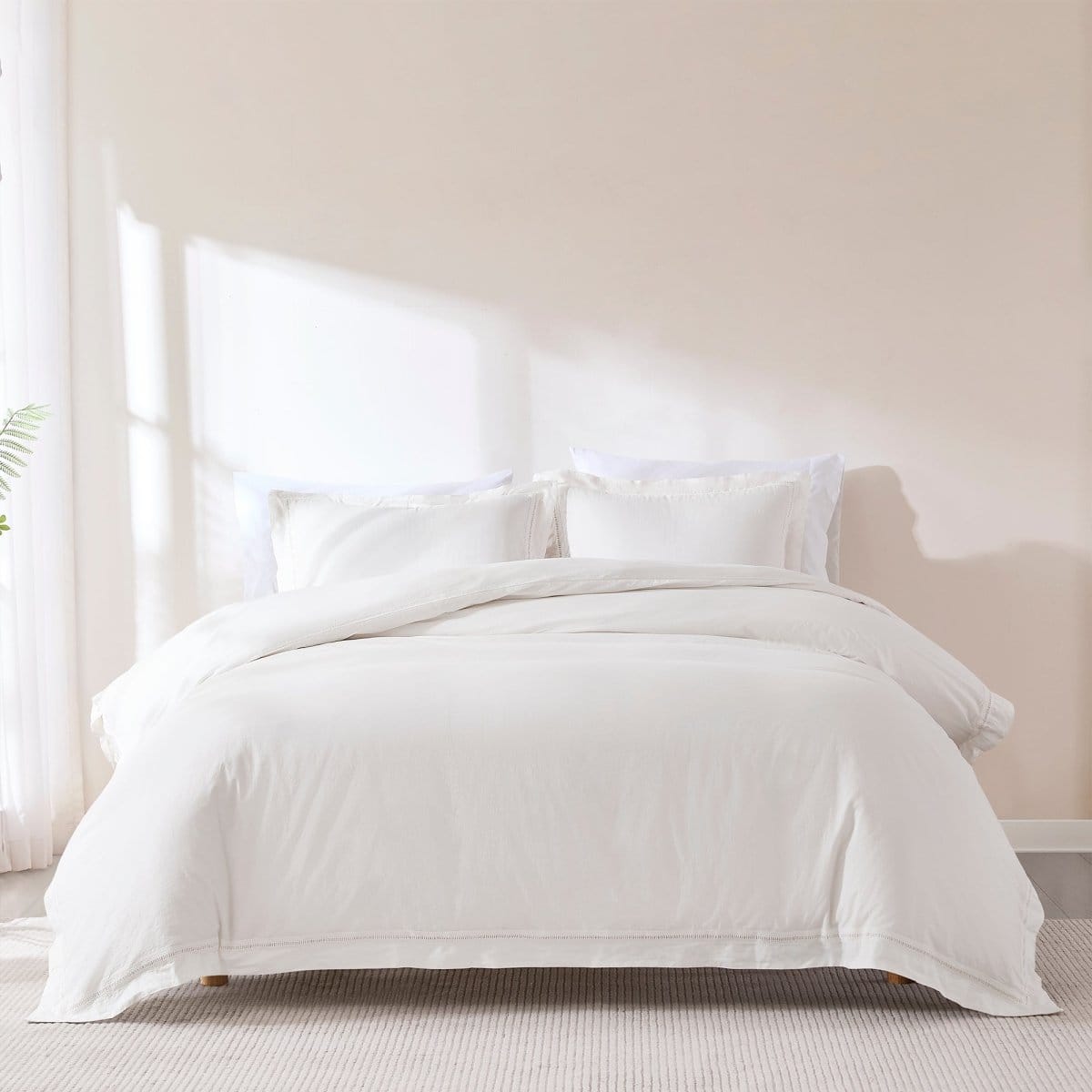 Doris Eyelet Inset Trim Cotton Duvet Cover Set