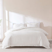 Doris Eyelet Inset Trim Cotton Duvet Cover Set