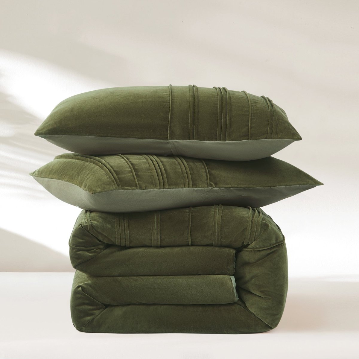 Pleated Groove Velvet Duvet Cover Set