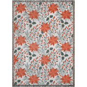 Christmas Woven Blankets For Holiday Season. Poinsettia Flowers Home Decor For Christmas Season Or Winter Decoration. Christmas Floral Gift