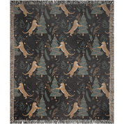 Tigers and Christmas trees Woven Blankets for tiger lovers and holiday seaaon