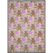 Cute gingerbread man Woven Blanket with pink Christmas decor for holiday season.