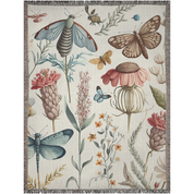 Wildflowers, Moth, Dragonfly & Butterflies Woven Blanket