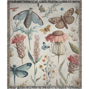 Wildflowers, Moth, Dragonfly & Butterflies Woven Blanket