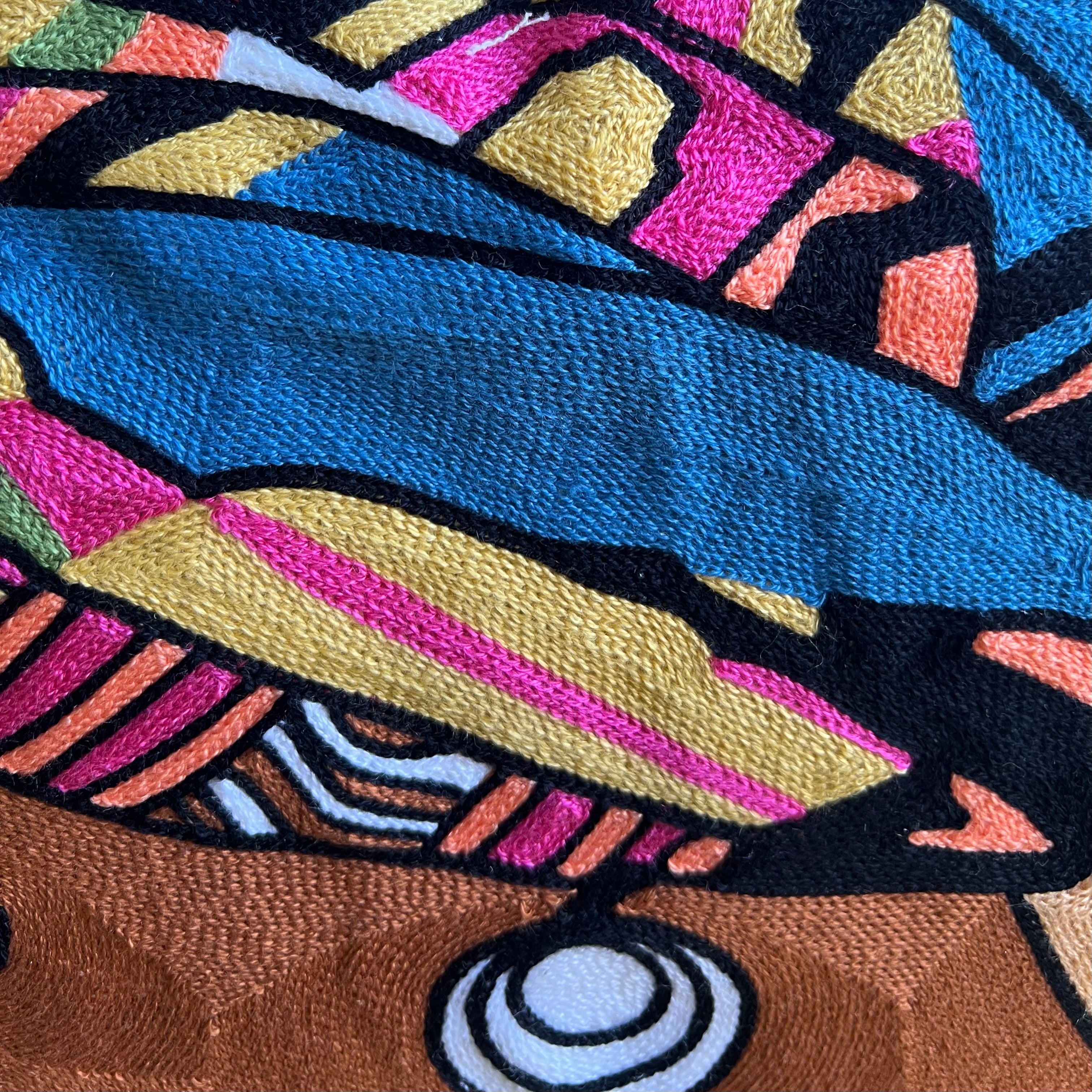 African Queen Embroidered Pillow Cover