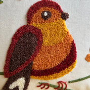 Bird and Bloom Embroidered Pillow Cover