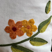 Bird and Bloom Embroidered Pillow Cover