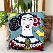 Frida Inspired Pillow with Canary