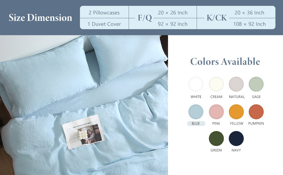 100% Linen Bedding Set (1 Duvet Cover 1 Fitted Sheet 2 Pillowcases)