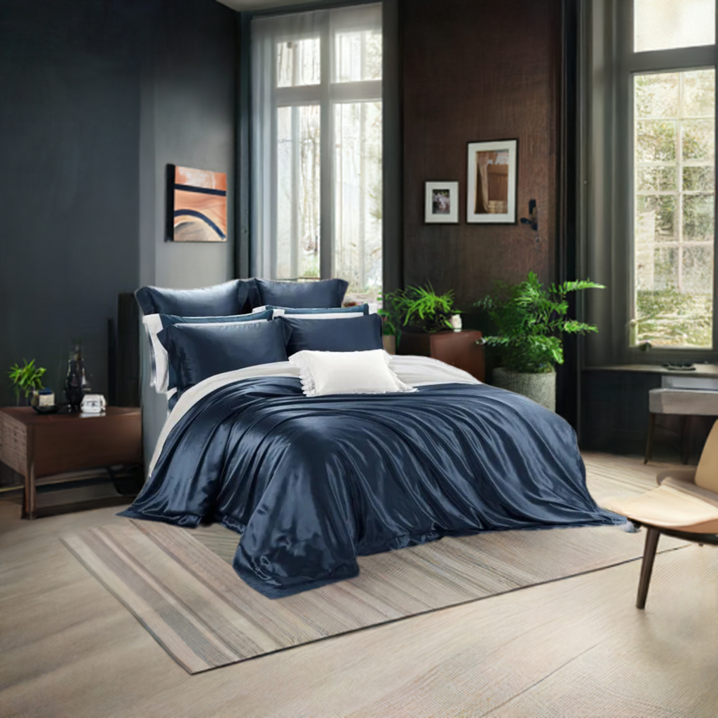 Blue Passionflower Bedding in a Bedroom