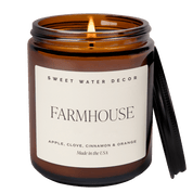 Candle in a brown jar with a label on a transparent background