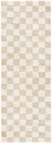 Canika Checkered Cream Washable Area Rug