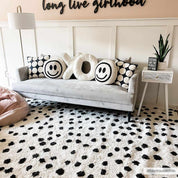 Cansu Black & White Dotted Area Rug