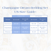 Size Guide for the Champagne Dream Bedding Set