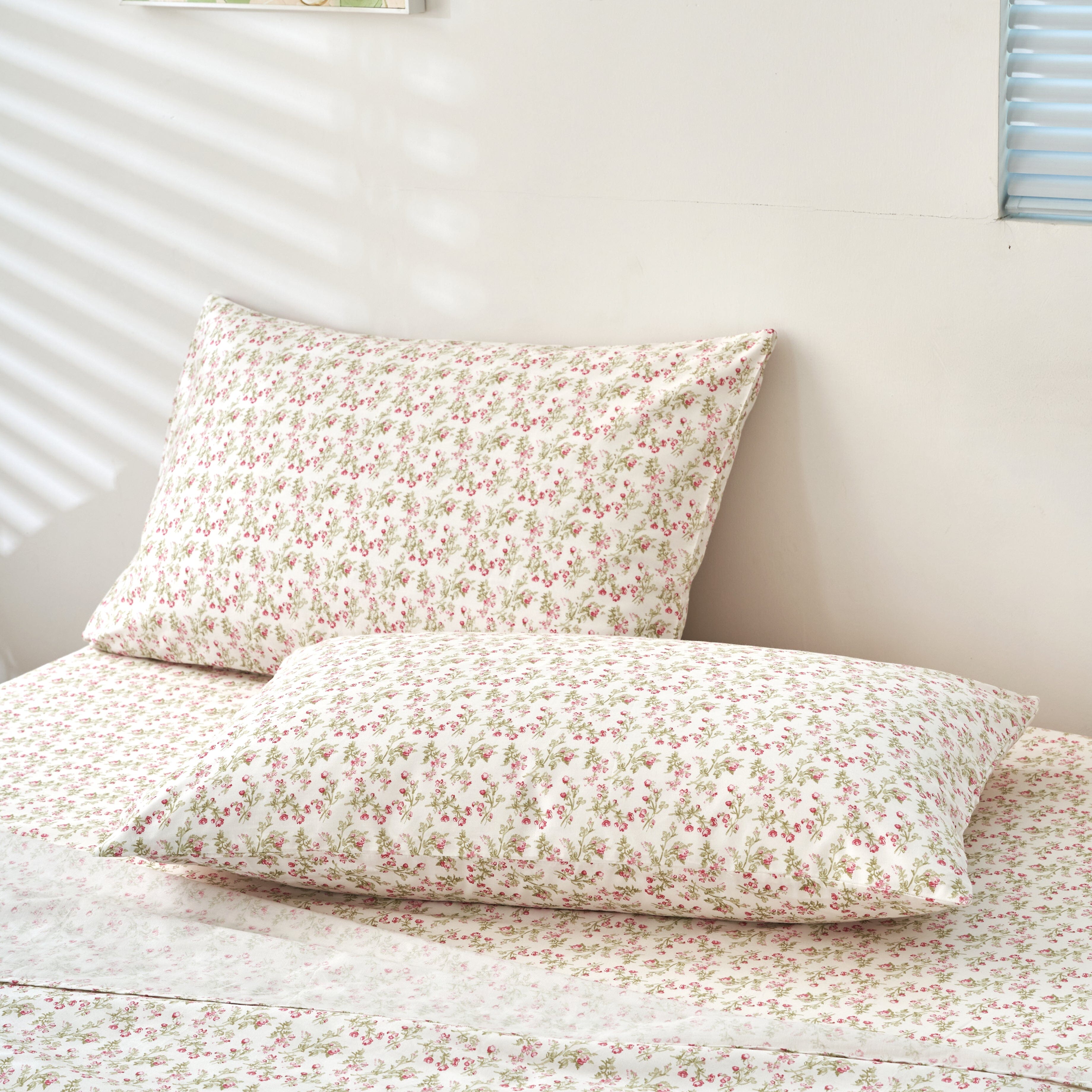 Delicate Rose Floral Cotton Sheet Set