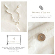 100% Linen Duvet Cover - Cream White Duvet Cover Only