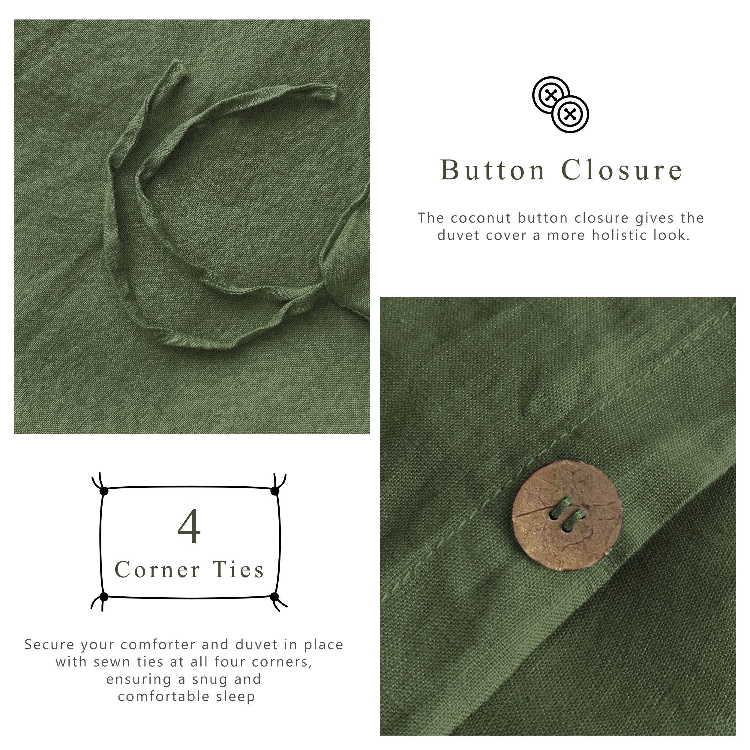 100% Linen Bedding Set (1 Duvet Cover 1 Flat Sheet 2 Pillowcases)