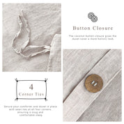 100% Linen Duvet Cover - Natural Linen Duvet Cover Only