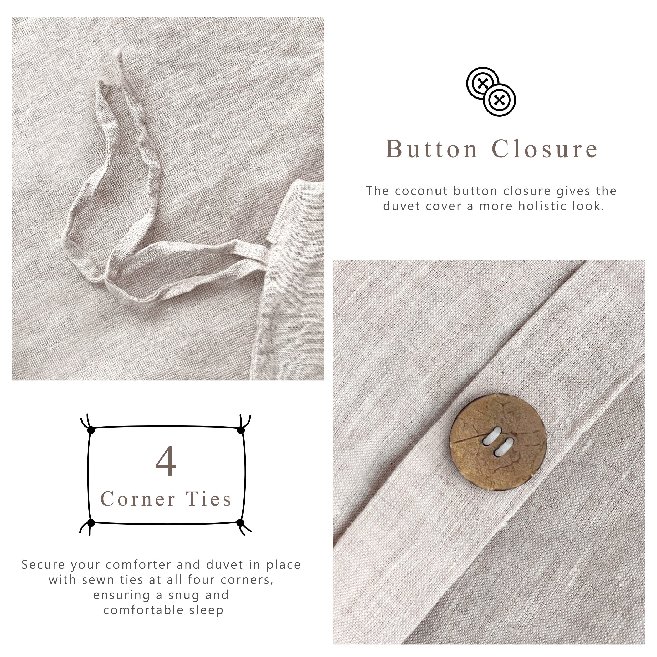 100% Linen Duvet Cover - Natural Linen Duvet Cover Only