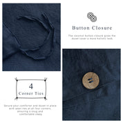 100% Linen Duvet Cover - Navy Duvet Cover Only