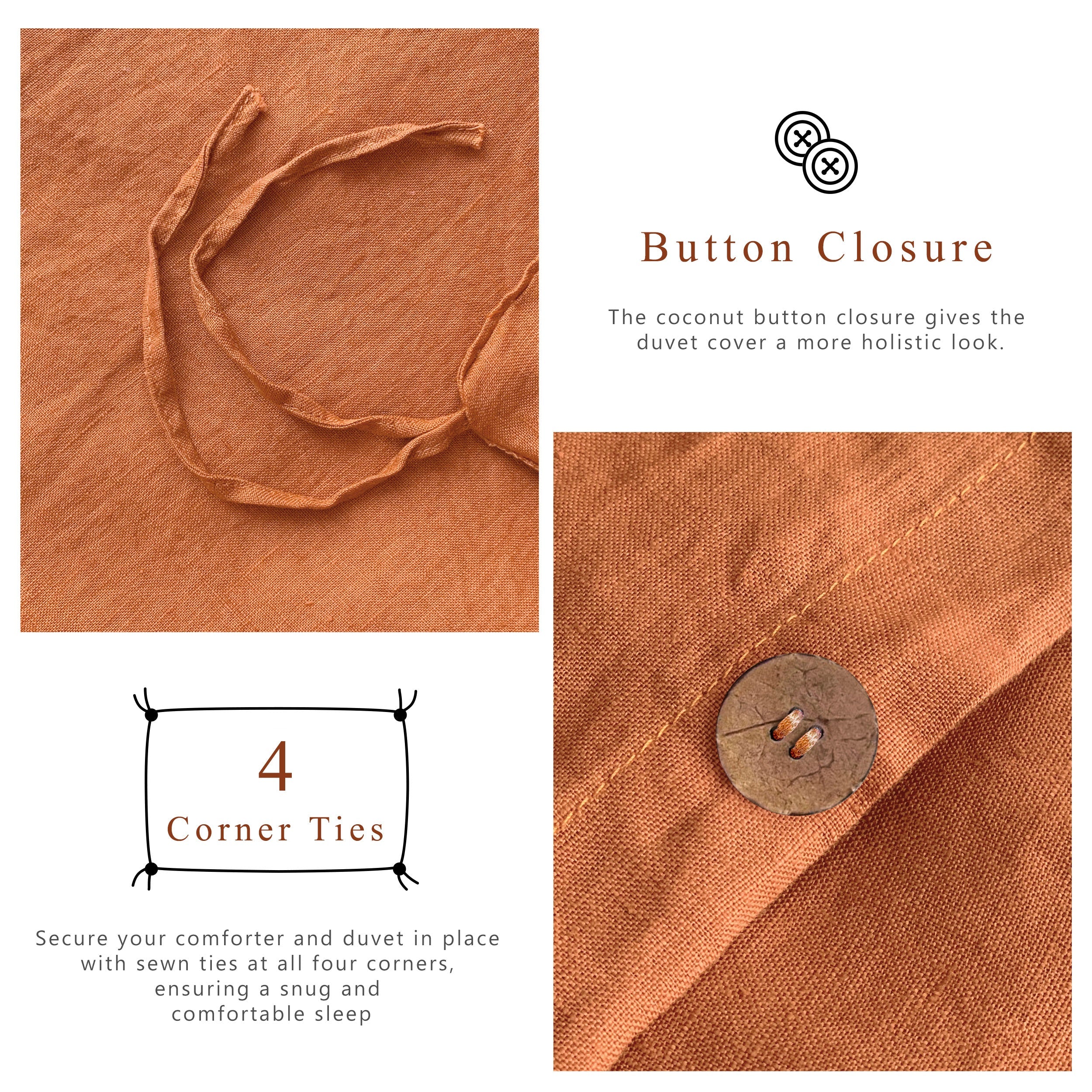 100% Linen Duvet Cover - Caramel Duvet Cover Only