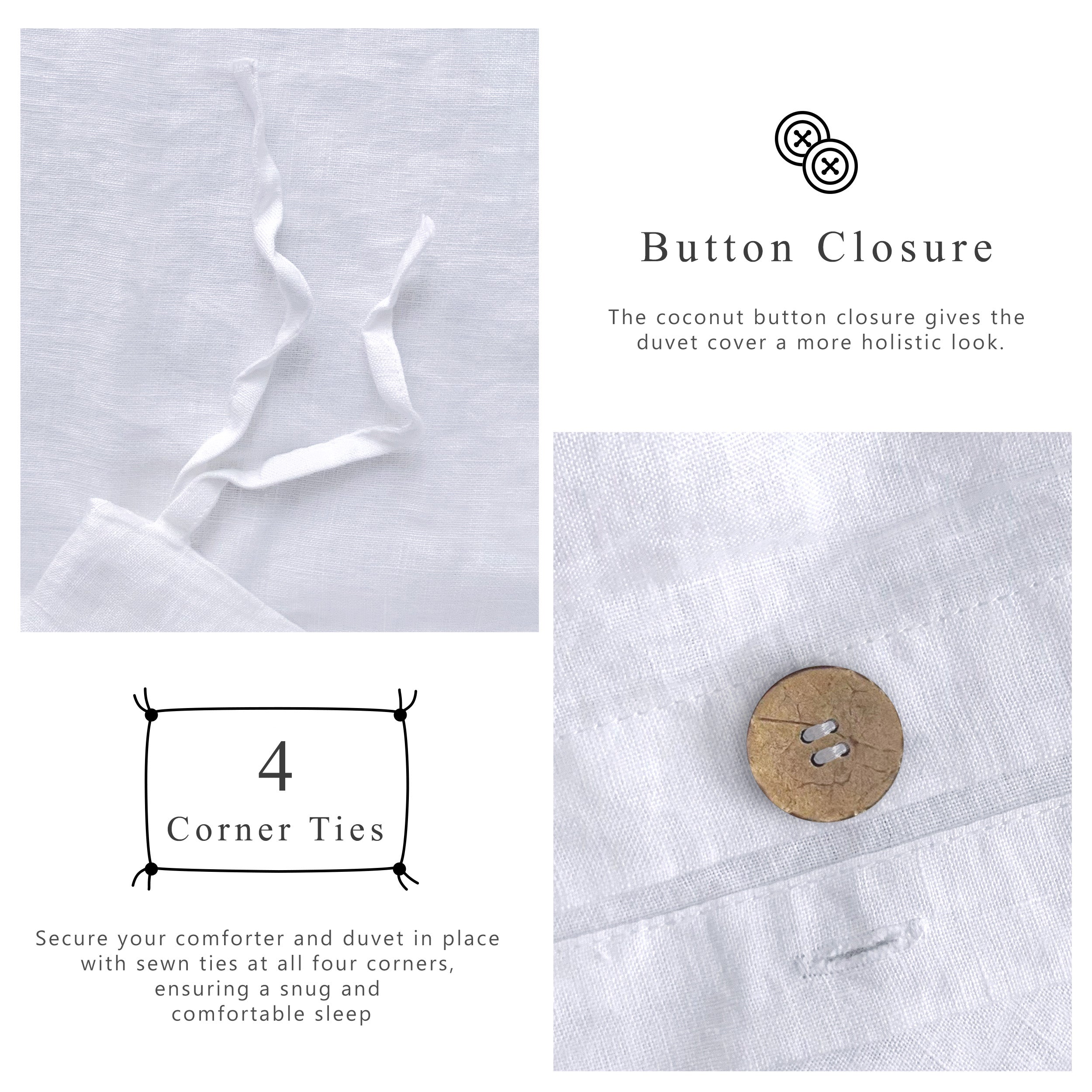 100% Linen Duvet Cover - White Duvet Cover Only