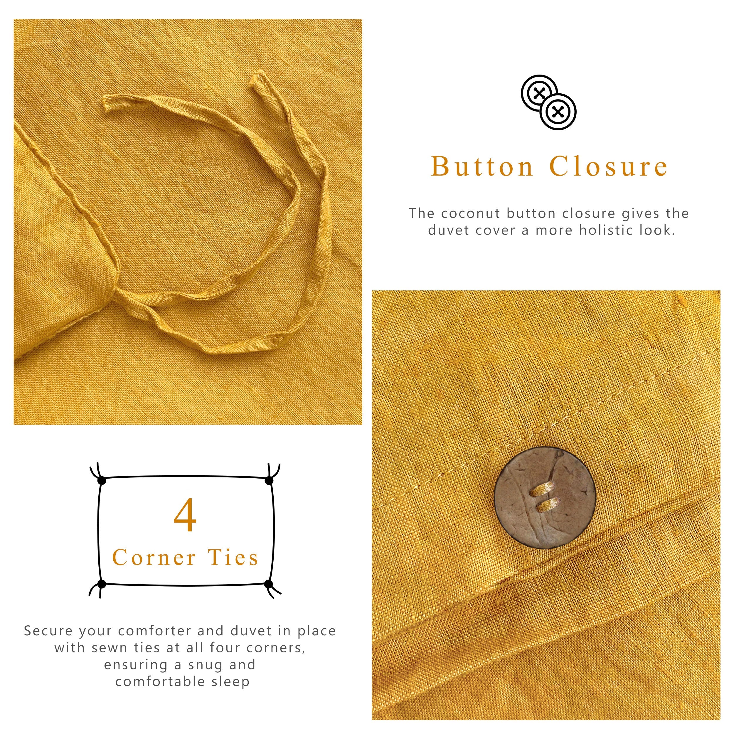 100% Linen Duvet Cover - Yellow Duvet Cover Only