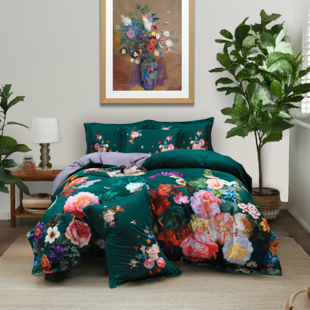 Emerald Garden Bedding in a Bedroom