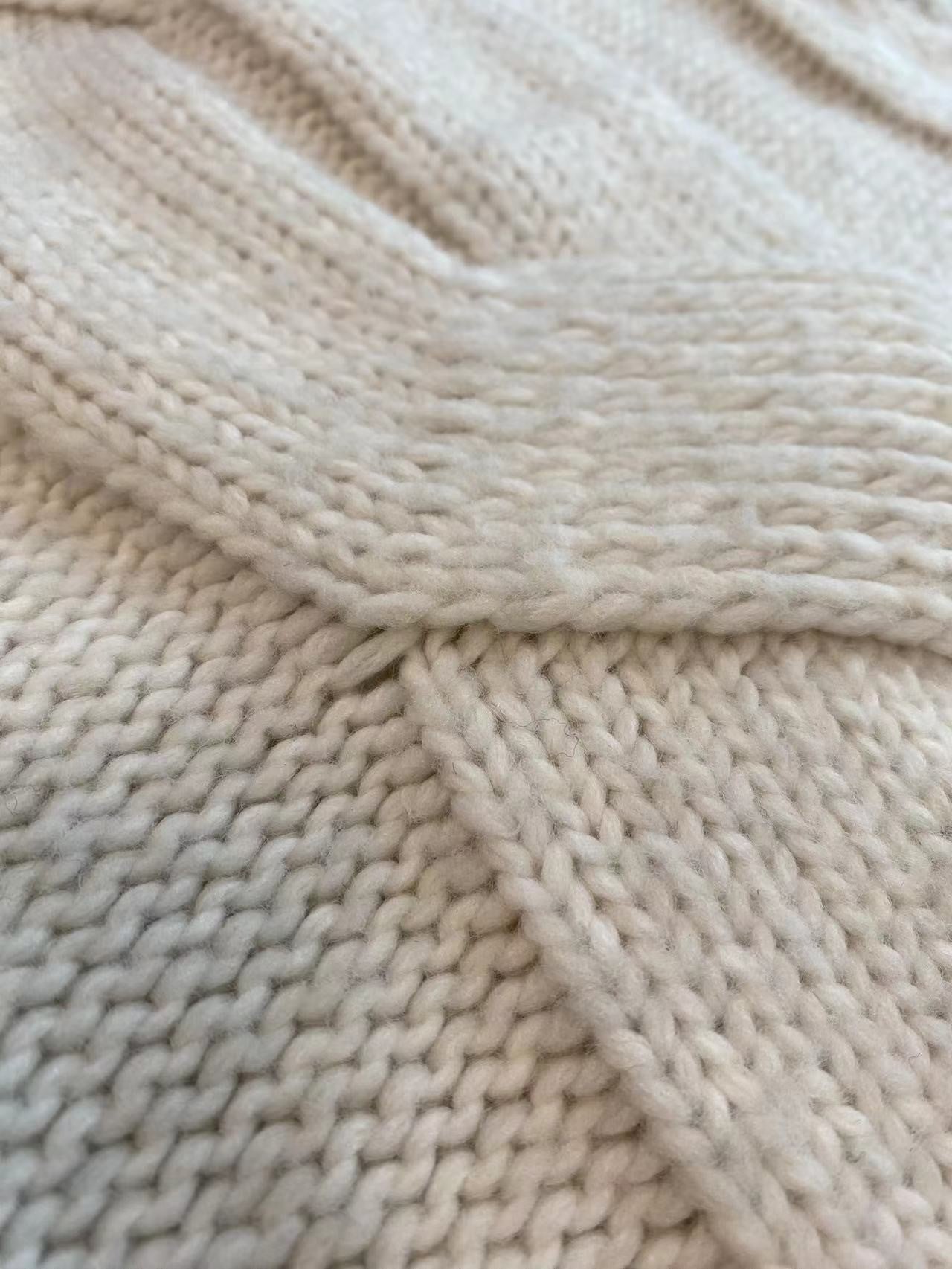 Faux Cashmere Cable Knit Blanket, Close Up