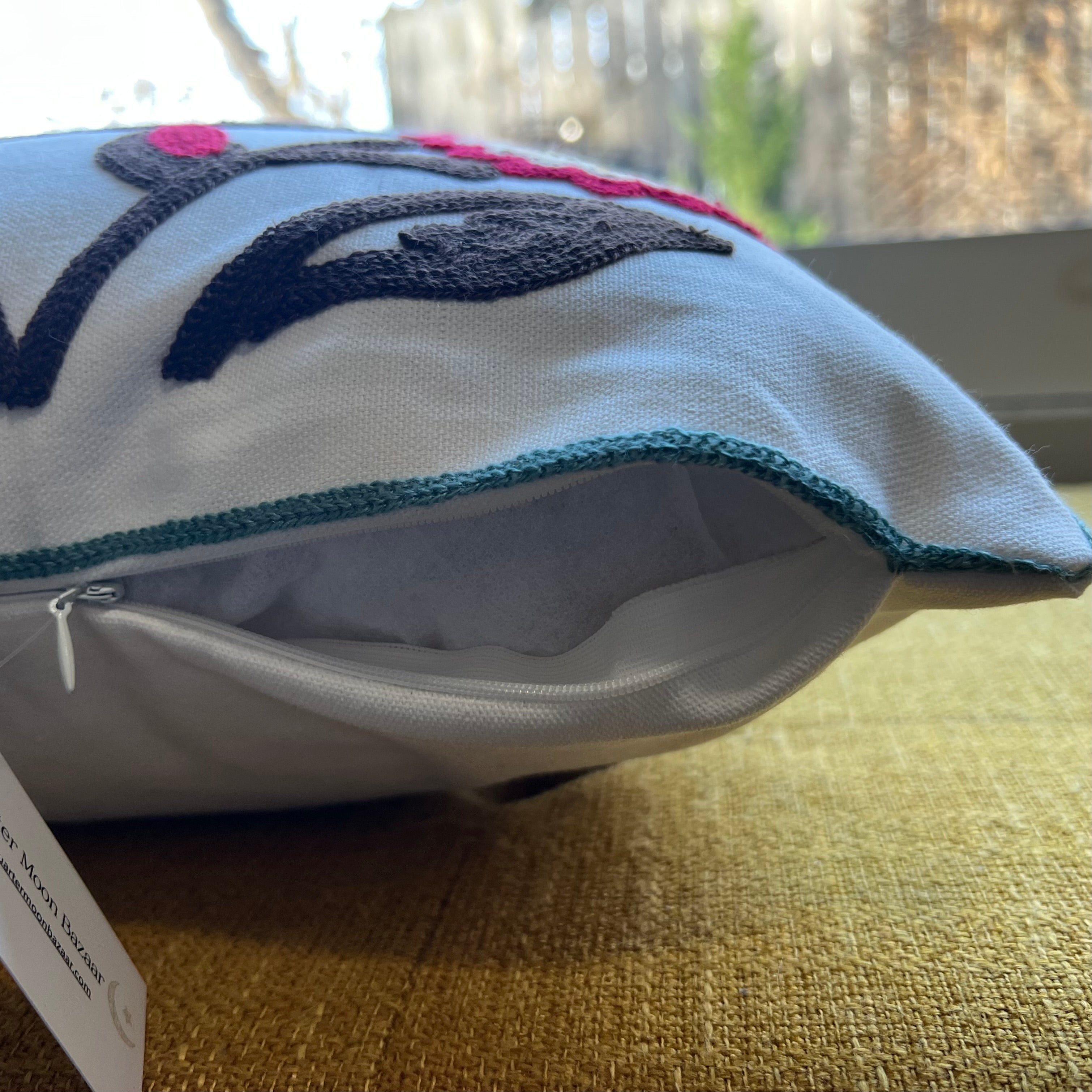 Folk Garden Embroidered Throw Pillow Cover