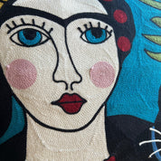 Frida & Cat Throw Pillow Embroidery