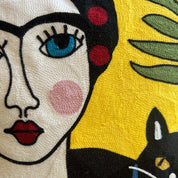 Frida Cat Yellow Embroidery