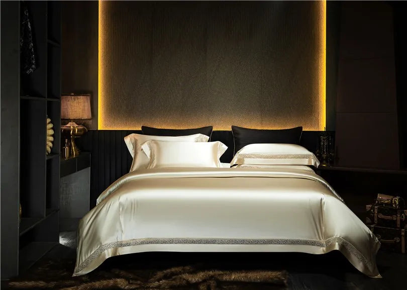Gilded Gold Satin Bedding Set - front