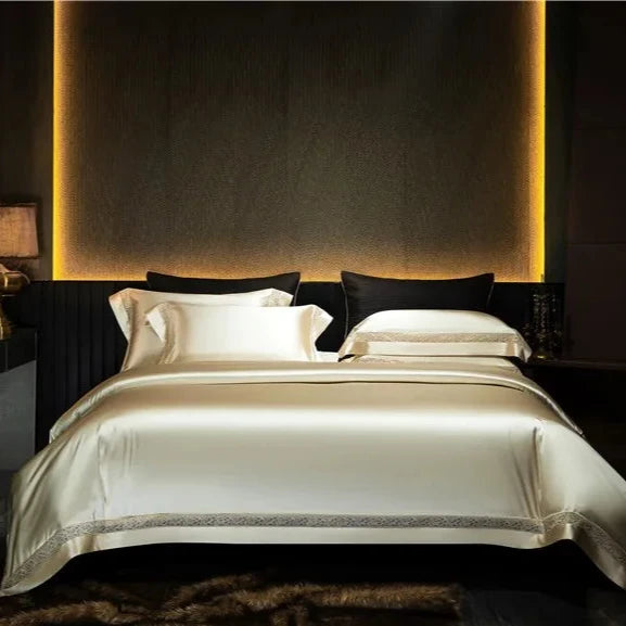 Gilded Gold Satin Bedding Set - front