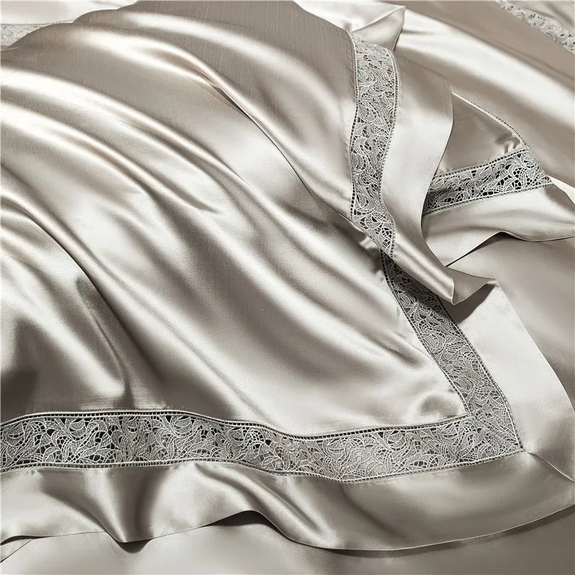 Gilded Palladium Satin Bedding Set fabric