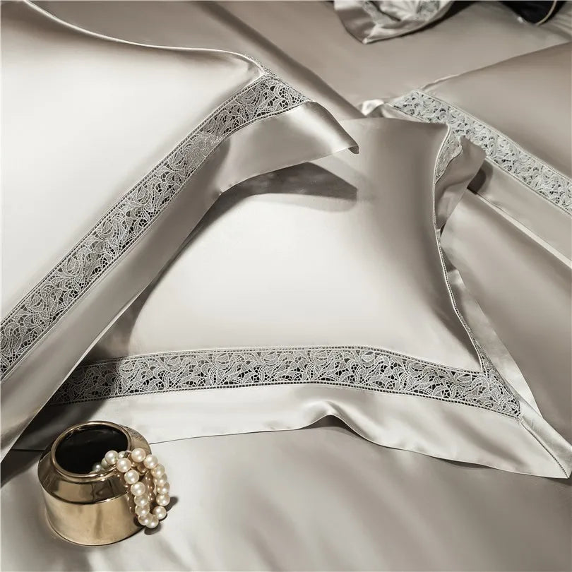 Gilded Palladium Satin Bedding Set pillows