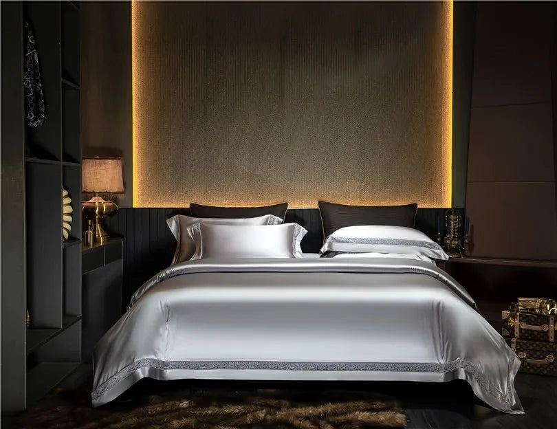 Gilded Platinum Satin Bedding Set - front