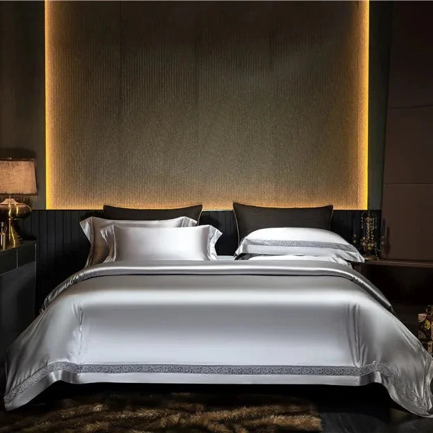 Gilded Platinum Satin Bedding Set - front