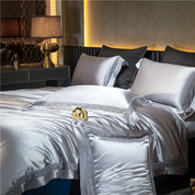 Gilded Platinum Satin Bedding Set - side view