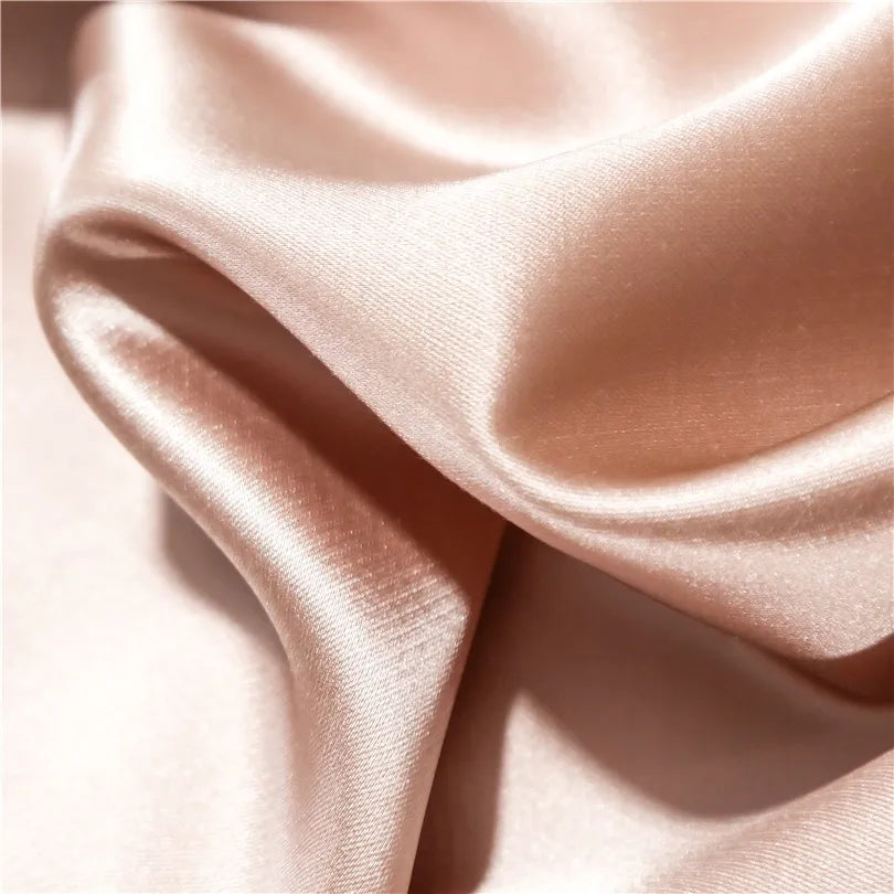 Gilded Rose Gold Satin Bedding Set fabric