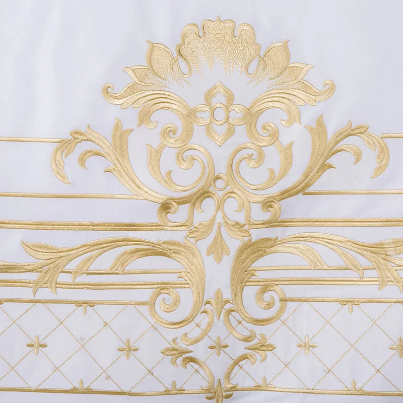 Embroidered Detail from the Golden Majesty Bedding Set