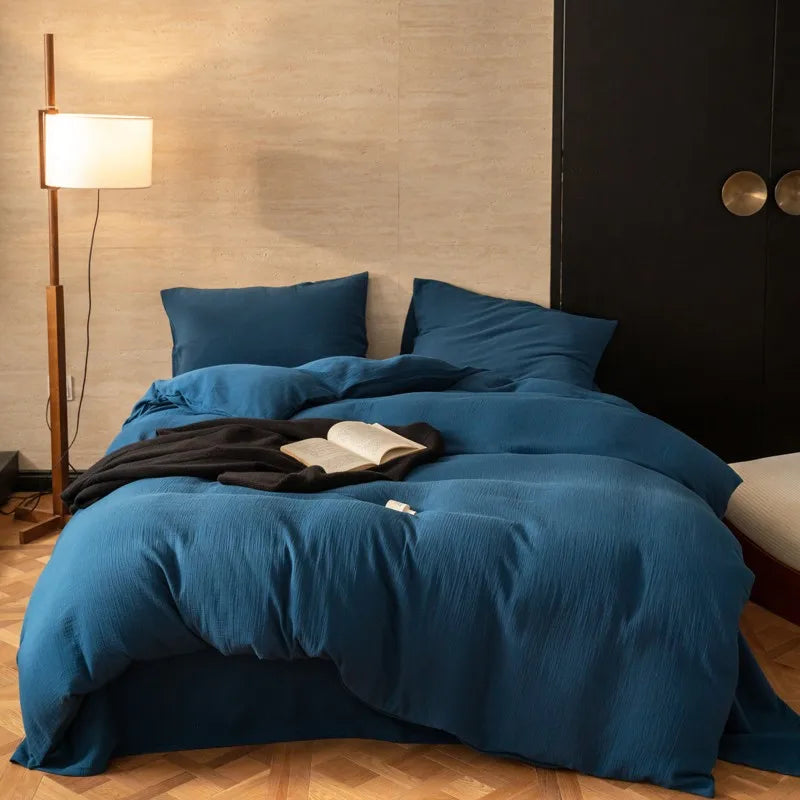 Grand Azure Linen Bedding Set - front