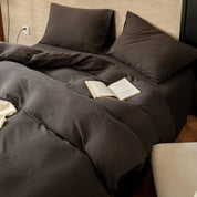 Grand Slate Linen Bedding Set - close view