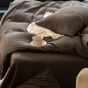 Grand Slate Linen Bedding Set - close view