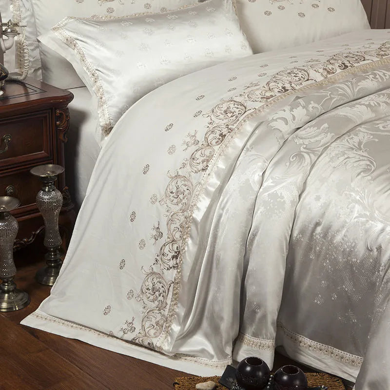 Imperial Pearl Satin Bedding Set - close view