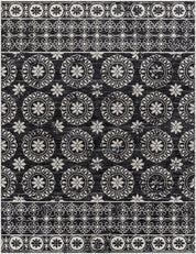 Kahraman Black & White Floral Washable Area Rug