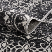 Kahraman Black & White Floral Washable Area Rug